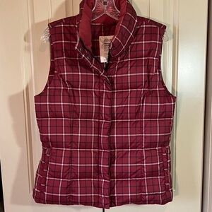 Eddie Bauer Women's Dark Red Plaid Vest